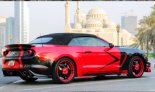 Red Ford Mustang EcoBoost Convertible V4 2018 for rent in Dubai 7